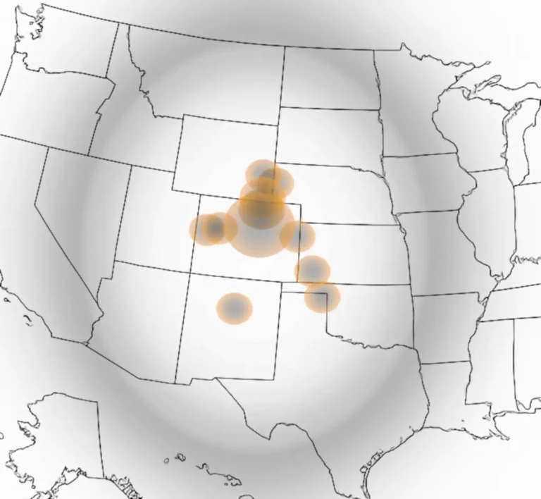 Full-size map highlighting the Call to Freedom radio broadcast range across the Midwest and Rocky Mountain regions.